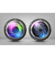 set with camera lenses zoom objectives vector image