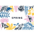 spring blooming trees frame design hand drawn vector image vector image