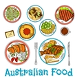 authentic dishes of australian cuisine sketch vector image