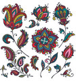 big set of colorful henna floral elements vector image vector image