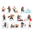 firefighters cartoon set vector image vector image