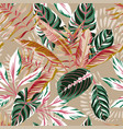 leaves seamless beige background vector image