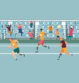 spectator cheering up sportsmen with special need vector image