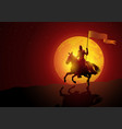 knight bearing a flag at night during full moon vector image vector image