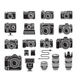camera black icons set vector image vector image
