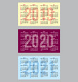 set of color calendar grid templates vector image vector image