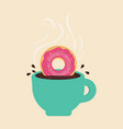 card with coffee and donut vector image