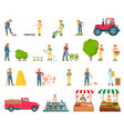 farmer activity collection vector image