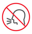 keep silence line icon prohibition and forbidden vector image