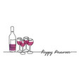 wine bottle and four glasses vector image vector image