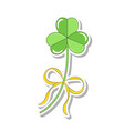 clover leaf with bow sticker symbol st patricks vector image vector image