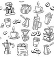 hand drawn coffee seamless pattern vector image vector image