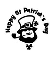 leprechaun face logo with hat pipe and clover vector image