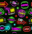 neon hotel pattern vintage glow cinema signage vector image