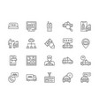 set taxi line icons truck delivery cabbie vector image