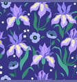 seamless pattern with iris and ranunculus flowers vector image