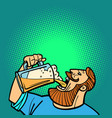 bearded man drinking a mug of beer vector image vector image