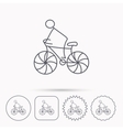 biking sport icon bicycle race sign vector image