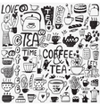 coffee and tea cups doodles vector image vector image