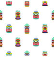 colorful tiki mask seamless pattern vector image vector image