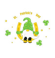 cute gnome sitting on horseshoe clover around vector image vector image