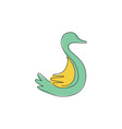 one single line drawing of cute funny white duck vector image vector image