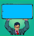 businessman holds a large smartphone vector image