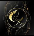 beauty salon and barber girl golden profile vector image vector image