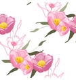 blooming realistic garden flowers handdrawn style vector image