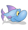 blue smiling fish with a big nose vector image
