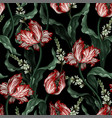 seamless pattern with vintage tulips classic vector image vector image