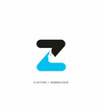 black and blue color z initial letter vector image