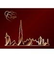 gold silhouette of dubai on red background vector image