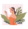 woman using spay for face care and treatment vector image