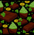 seamless st patricks day background with clover vector image