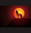 wolf howling during full moon vector image vector image