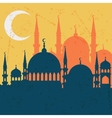 islamic greeting card with mosque in flat design vector image