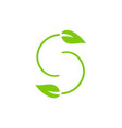 letter s green leaf logo vector image vector image