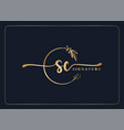 luxury gold signature initial sc logo design vector image