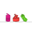 set of aluminium waste one line colored continuous vector image