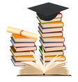 stack books and graduation cap vector image vector image