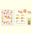 cute colorful kids meal menu template vector image