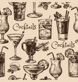 hand drawn sketch seamless pattern of alcoholic vector image