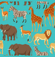 seamless pattern with african savanna animals vector image