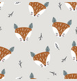 childish forest pattern with cute fox heads vector image