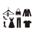 clothes icon set in black vector image