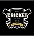 cricket tournament sport logo emblem on a dark vector image