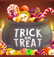 witch cauldron halloween trick or treat candies vector image