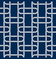 seamless nautical rope pattern white on dark blue vector image vector image