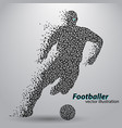 silhouette of a football player from triangles vector image vector image